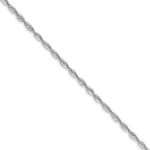 2.5mm 10k White Gold Solid Diamond Cut Rope Chain Necklace, 24 Inch